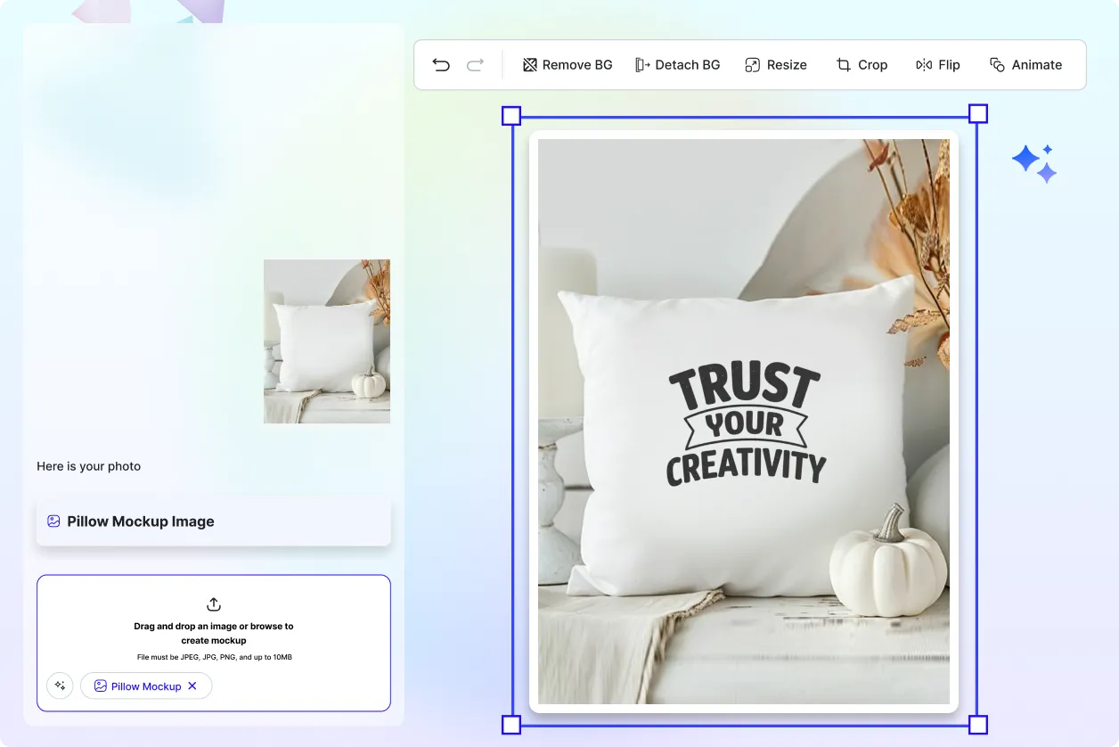 Free AI Pillow Mockup Image Generator, Free AI Pillow Mockup Maker Online